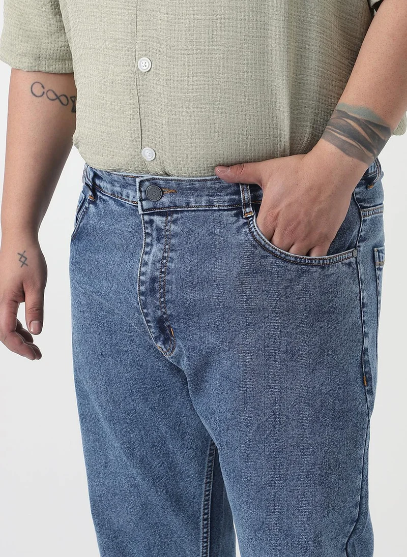 Urbano Fashion  Urbano Plus Men's Light Blue Slim Fit Washed Denim Jeans Stretchable for Men | Best Price UAE